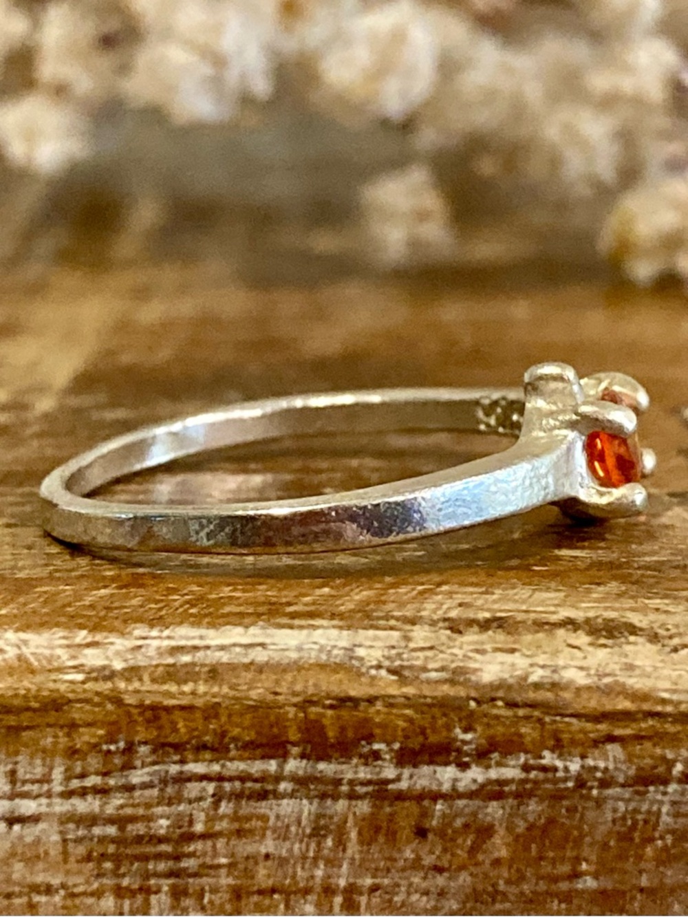 Sterling Silver Orange Gemstone Ring • Size 9 • Handmade Look • Wonky Prong - Picture 6 of 16